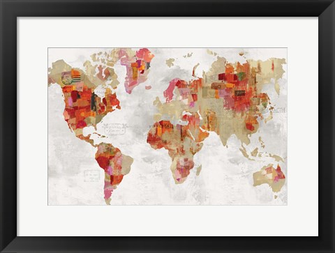 Framed Red Map Print