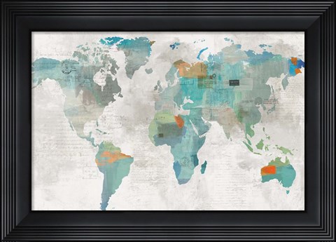 Framed Blue Map Print