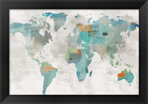 Framed Blue Map Print