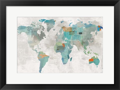 Framed Blue Map Print