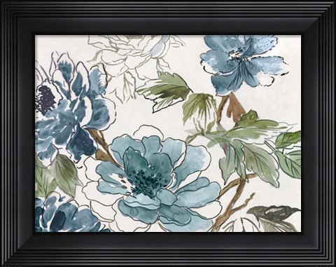 Framed Blue Floral II Print