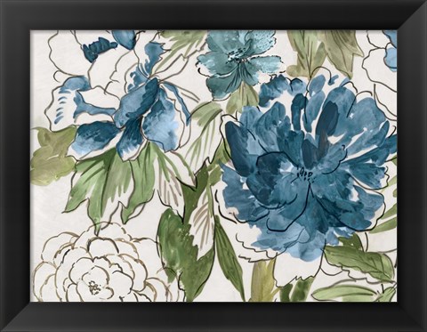 Framed Blue Floral III Print
