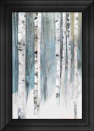 Framed Tree Trunks Blue Print