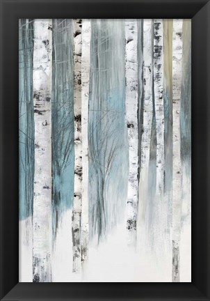Framed Tree Trunks Blue Print