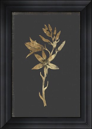 Framed Botanical Gold on Black I Print