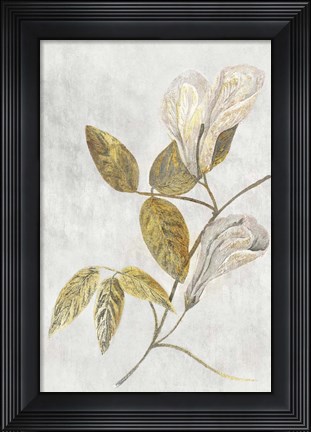 Framed Botanical Gold on White III Print