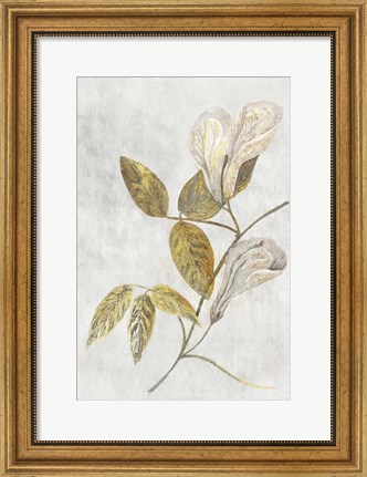 Framed Botanical Gold on White III Print