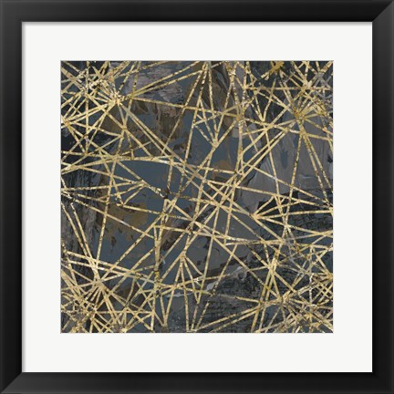 Framed Geometric Gold III Print