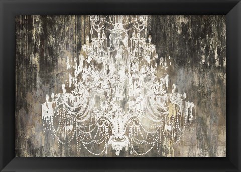 Framed White Chandelier on Ebony Print