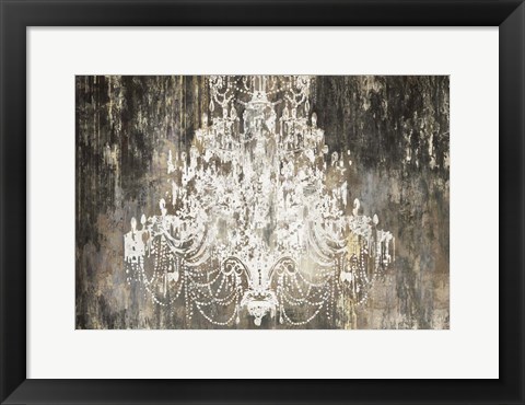 Framed White Chandelier on Ebony Print