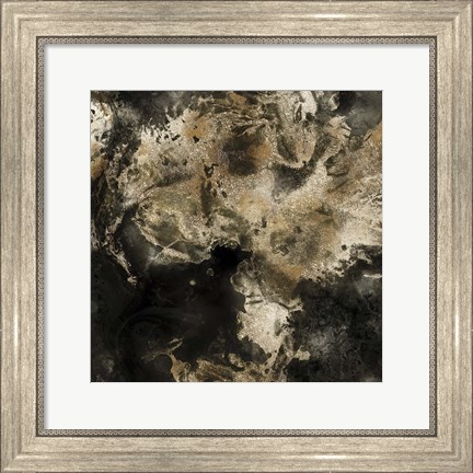 Framed Gold Marbled Abstract I Print