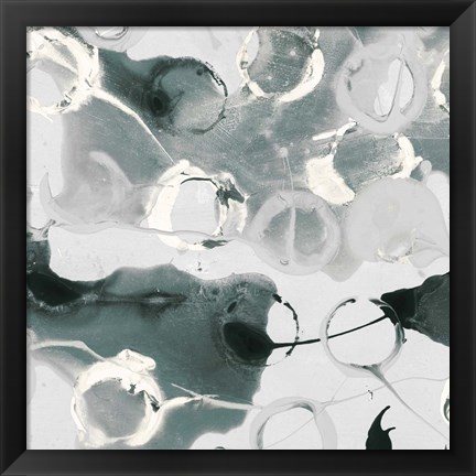 Framed Teal Spatter I Print