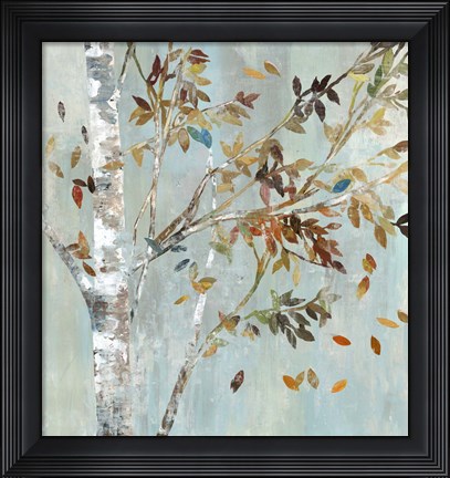 Framed Birch with Leaves I Print