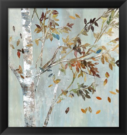 Framed Birch with Leaves I Print