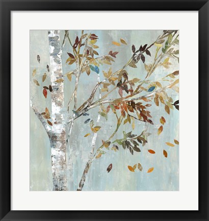 Framed Birch with Leaves I Print