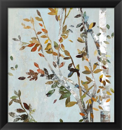 Framed Birch with Leaves II Print