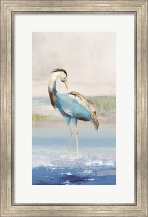 Framed Heron on the Beach I Print