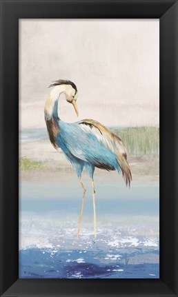 Framed Heron on the Beach I Print