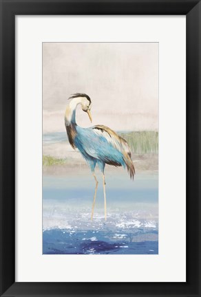 Framed Heron on the Beach I Print