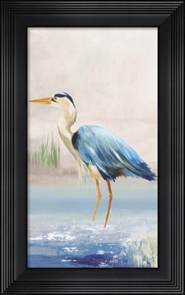 Framed Heron on the Beach II Print