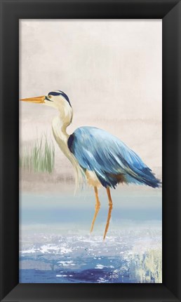 Framed Heron on the Beach II Print