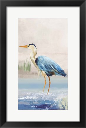 Framed Heron on the Beach II Print