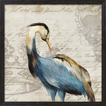 Framed Heron I Print