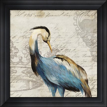 Framed Heron I Print