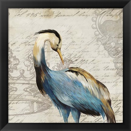 Framed Heron I Print