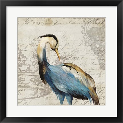 Framed Heron I Print