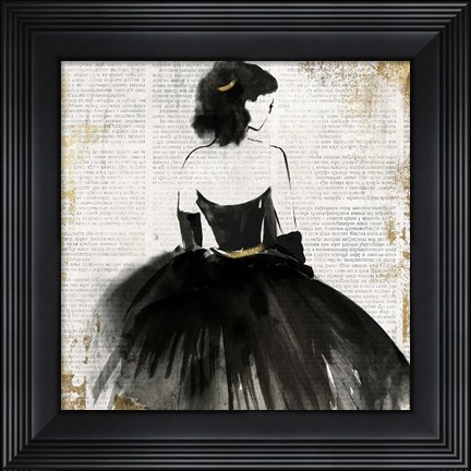 Framed Lady in Black Dress Print