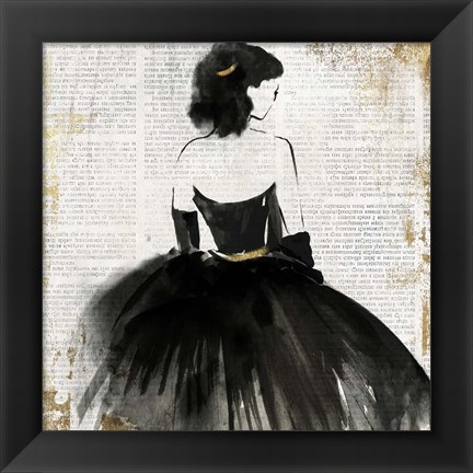 Framed Lady in Black Dress Print