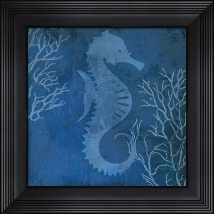 Framed Navy Sea horse Print