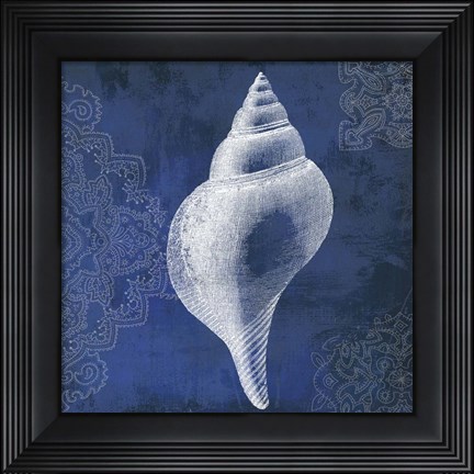 Framed Navy Shell I Print