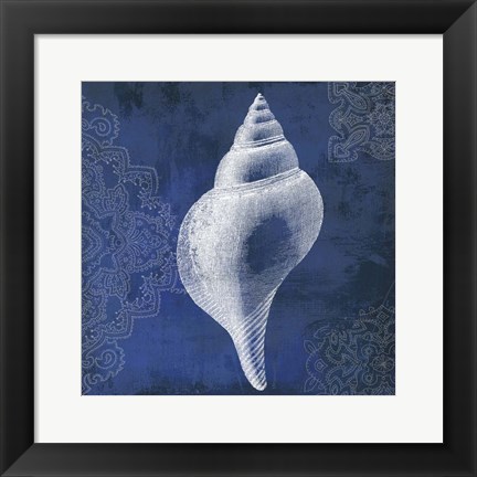 Framed Navy Shell I Print