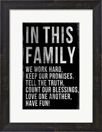 Framed Family Rules Chalkboard Print