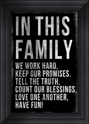 Framed Family Rules Chalkboard Print