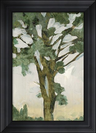 Framed Green Tree Line I Print