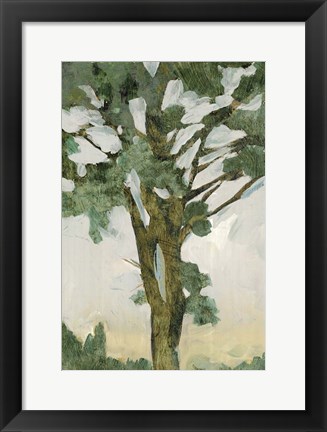 Framed Green Tree Line I Print