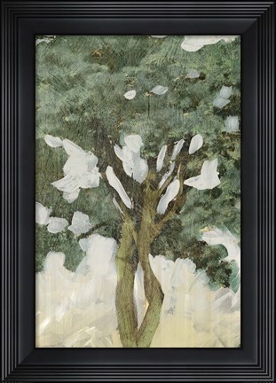 Framed Green Tree Line III Print