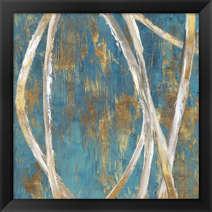 Framed Teal Abstract I Print