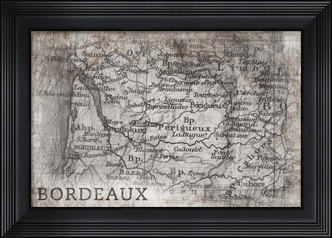 Framed Bordeaux Map White Print