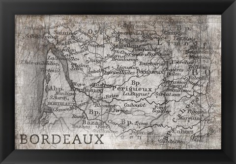 Framed Bordeaux Map White Print