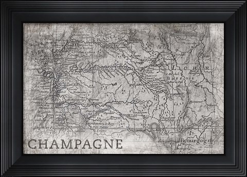 Framed Champagne Map White Print