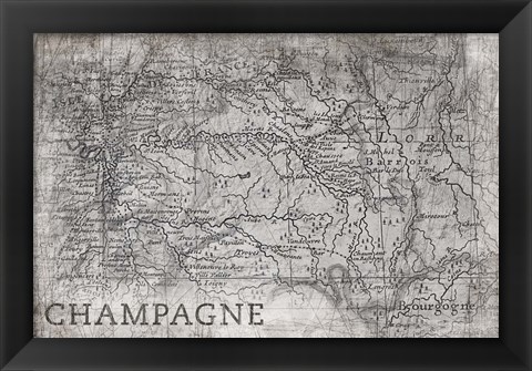 Framed Champagne Map White Print