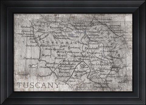 Framed Tuscany Map White Print