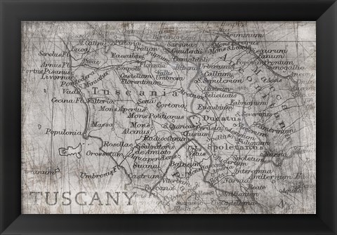 Framed Tuscany Map White Print