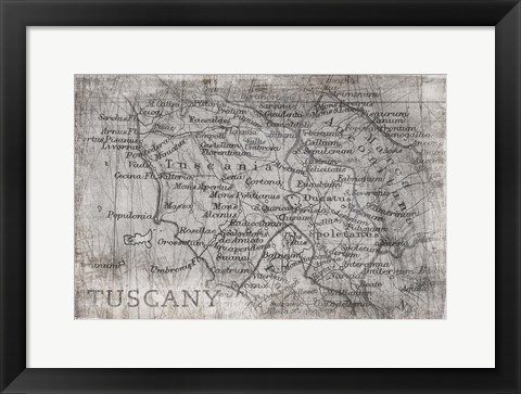 Framed Tuscany Map White Print