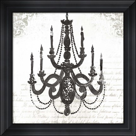 Framed Black Chandelier I Print