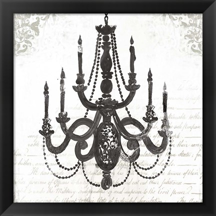 Framed Black Chandelier I Print